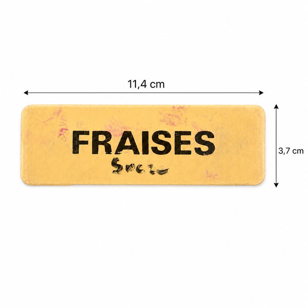 Ancienne étiquette d'épicerie « Fraises » en plastique rigide