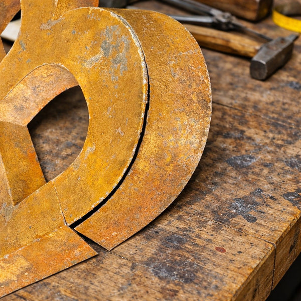 Ancienne lettre « B » en zinc peint – Enseigne de magasin début XXᵉ siècle – 30 cm