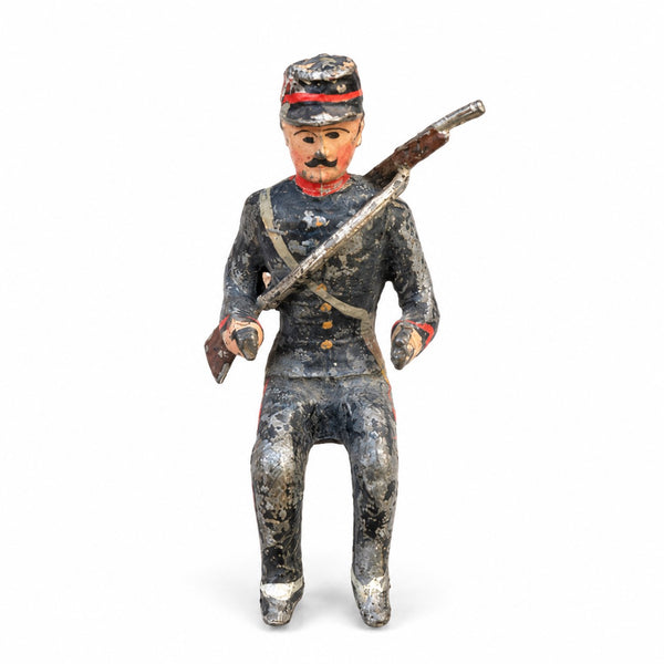 Figurine ancienne soldat d’artillerie à cheval assis avec fusil CBG Mignot – 3e grandeur