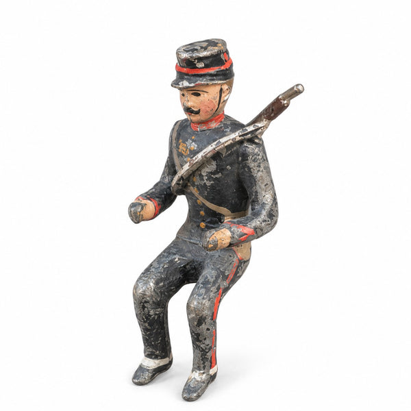 Figurine ancienne soldat d’artillerie à cheval assis avec fusil CBG Mignot – 3e grandeur