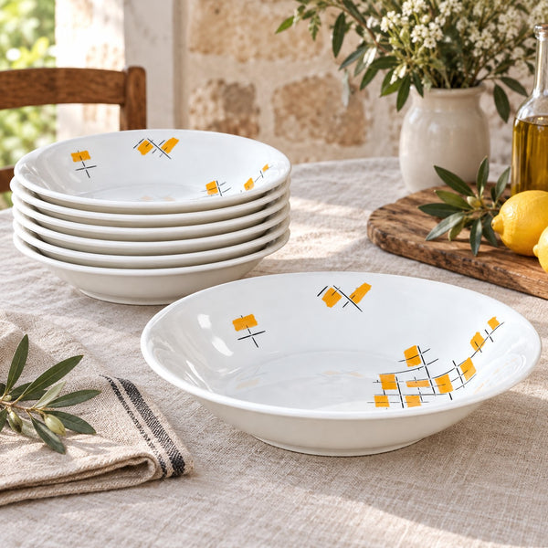 Service à pâtes 6 assiettes calottes et 1 plat creux en faïence de Sarreguemines-Digoin « Riviera »