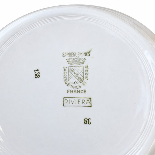 Service à pâtes 6 assiettes calottes et 1 plat creux en faïence de Sarreguemines-Digoin « Riviera »