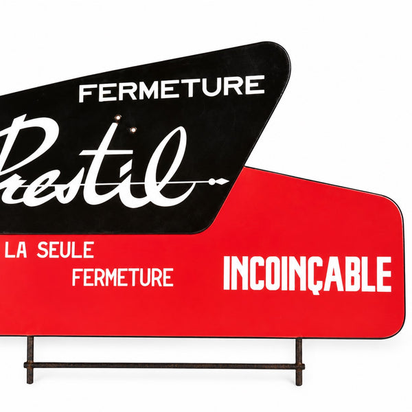 Ancienne enseigne de présentoir de mercerie « Fermeture Prestil »