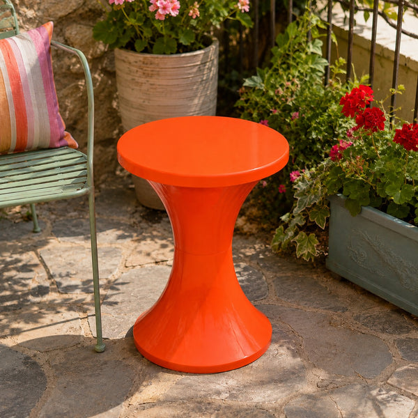Tabouret Tam Tam vintage orange en plastique Stamp, modèle 169, Henry Massonnet, années 1970