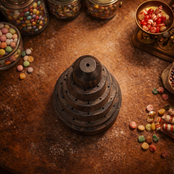 Présentoir ancien à sucettes Becco en bois – 48 emplacements – Confiserie / Boulangerie