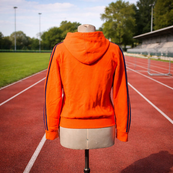 Veste à capuche vintage Adidas – Orange – Taille S (168) – Modèle 70s/80s