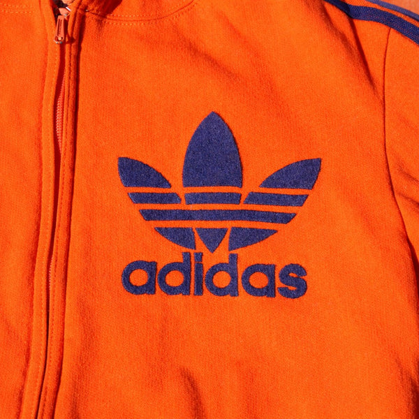 Veste à capuche vintage Adidas – Orange – Taille S (168) – Modèle 70s/80s
