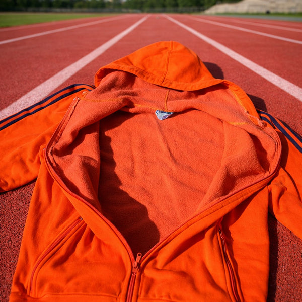 Veste à capuche vintage Adidas – Orange – Taille S (168) – Modèle 70s/80s