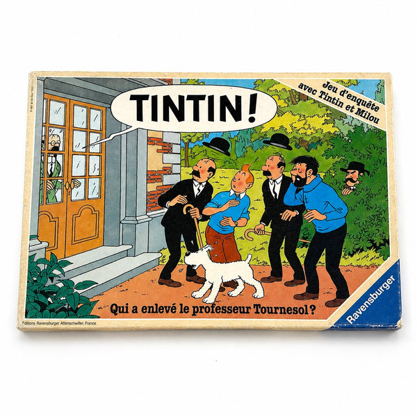 Ancien jeu d'enquête Tintin « Qui a enlevé le professeur Tournesol ? » Ravensburger – Jeu complet avec figurines et accessoires