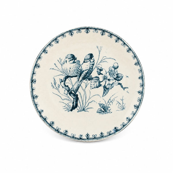 Ancienne tasse de dinette avec sa soucoupe en faïence modèle Mésange – Lunéville
