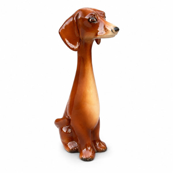 Statuette vintage de teckel en céramique émaillée Jema Holland – 34 cm – Modèle 321