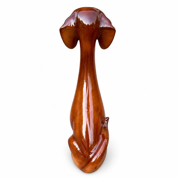 Statuette vintage de teckel en céramique émaillée Jema Holland – 34 cm – Modèle 321