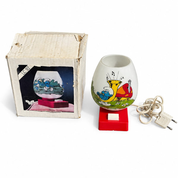 Lampe veilleuse vintage Schtroumpfs avec boîte d’origine – années 1980 - Verrerie de Vianne