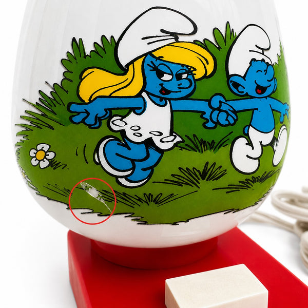 Lampe veilleuse vintage Schtroumpfs avec boîte d’origine – années 1980 - Verrerie de Vianne
