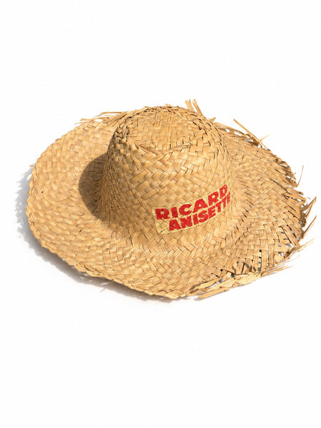 Ancien chapeau publicitaire Ricard Anisette en paille tressée vintage
