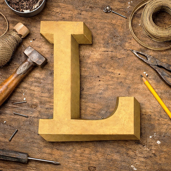 Ancienne lettre "L" en zinc – Enseigne de magasin début XXe siècle - 25,5 cm