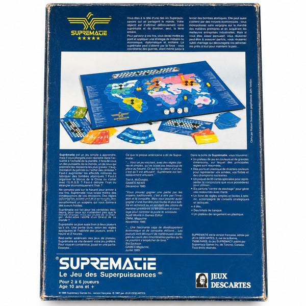 Jeu de société ancien SUPREMATIE – Le Jeu des Superpuissances – Jeux Descartes – Version française 1987