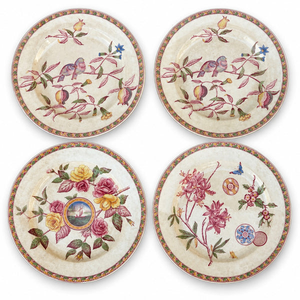 Lot de 4 assiettes plates en faïence anglaise Hanley H & R – env. 26 cm