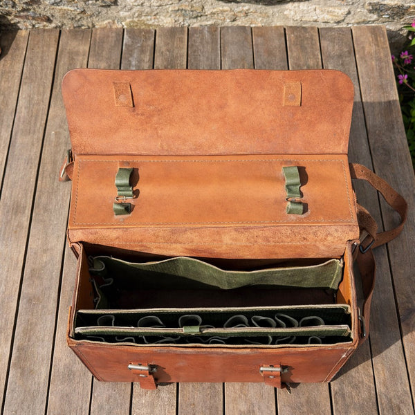 Sacoche d’électricien / technicien en cuir ancienne EDF GDF