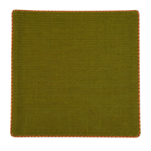 Bourse de corporal liturgique ancienne en soie verte moirée et croix en soutache marron