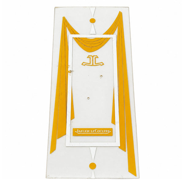 Ancien plexiglas de présentoir montres Jaeger-LeCoultre publicitaire pour vitrine de bijouterie horlogerie