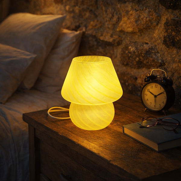 Lampe de chevet vintage en verre style Venini / Vetri d'Arte – design champignon – années 1970