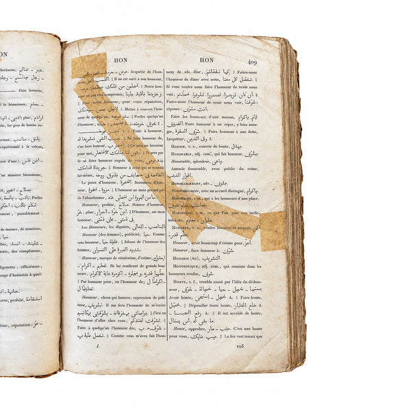 Dictionnaire français-arabe Ellious Bocthor – 1828 – 1 volume – À restaurer