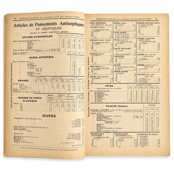 Catalogue Pharmacie Canonne de janvier 1938 – Paris – Produits pharmaceutiques et parapharmacie ancienne