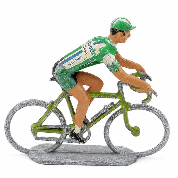 Ancienne figurine cycliste Salza La Redoute Motobécane en zamac peint – Échelle 1:32