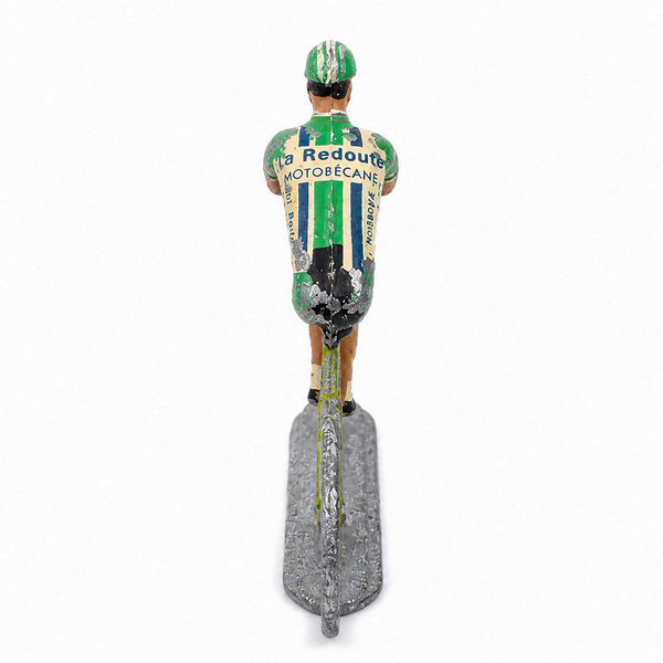 Ancienne figurine cycliste Salza La Redoute Motobécane en zamac peint – Échelle 1:32