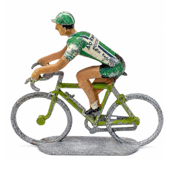 Ancienne figurine cycliste Salza La Redoute Motobécane en zamac peint – Échelle 1:32