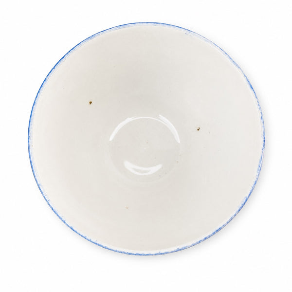 Bol sur pied Digoin France modèle Mary Lou – décor floral bleu & rouge
