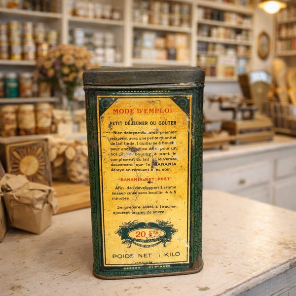 Boîte ancienne Banania en tôle lithographiée – SUCRE – 1 kilo – années 1930