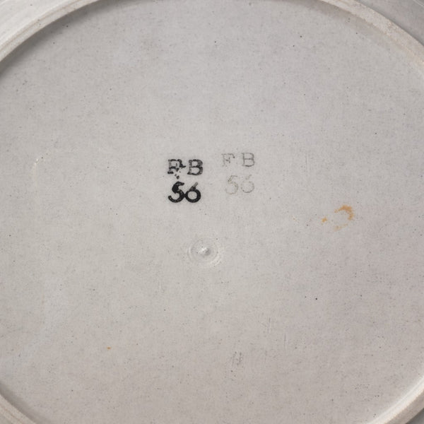 Assiettes plates anciennes Badonviller – Lot de 5 – Décor floral vert et rouge