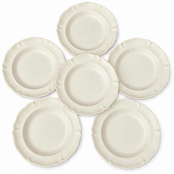 Villeroy & Boch Mettlach – Lot de 6 assiettes creuses anciennes en faïence ivoire