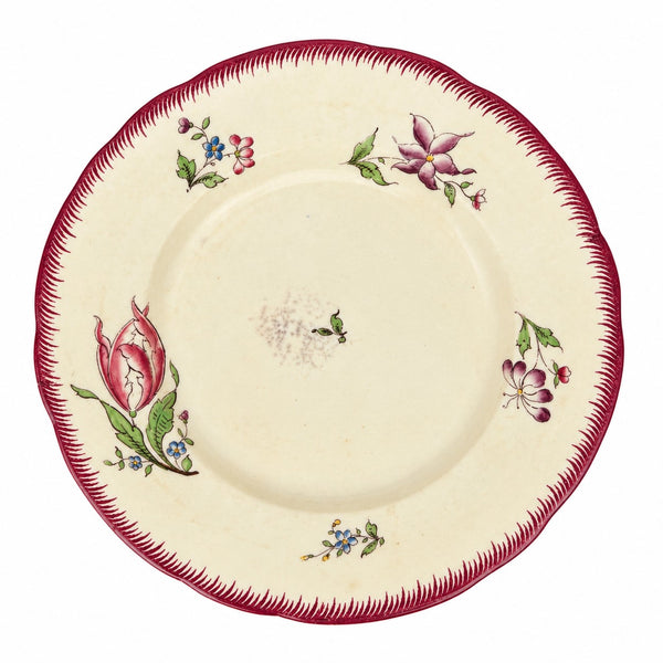 Lot de 3 assiettes à mignardises anciennes en faïence de Sarreguemines U&C modèle Strasbourg – 18,5 cm