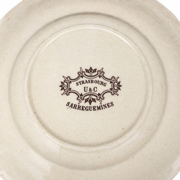 Lot de 3 assiettes à mignardises anciennes en faïence de Sarreguemines U&C modèle Strasbourg – 18,5 cm