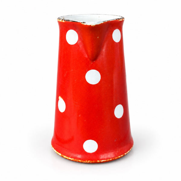 Ancien pichet crémier en faïence Sarreguemines Digoin modèle Confettis à pois blancs – H. 11,5 cm