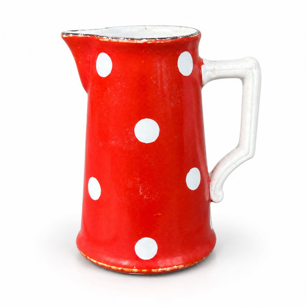 Ancien pichet crémier en faïence Sarreguemines Digoin modèle Confettis à pois blancs – H. 11,5 cm