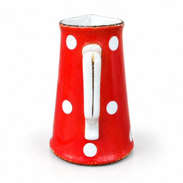 Ancien pichet crémier en faïence Sarreguemines Digoin modèle Confettis à pois blancs – H. 11,5 cm
