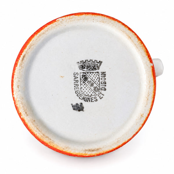 Ancien pichet crémier en faïence Sarreguemines Digoin modèle Confettis à pois blancs – H. 11,5 cm