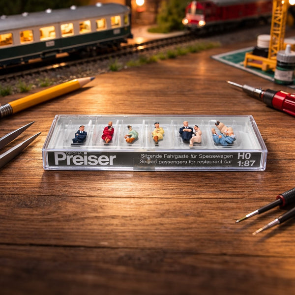 Figurines voyageurs assis pour voiture-restaurant – Preiser 10299 – Échelle HO 1:87