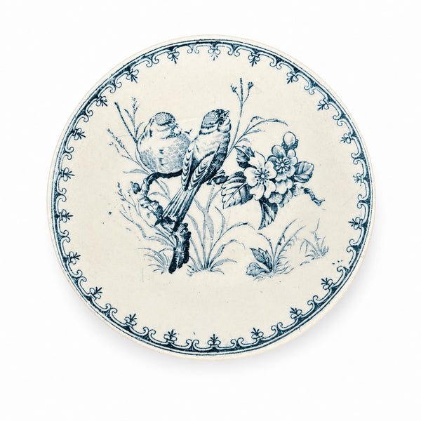 Petite tasse de dînette de poupée ancienne en faïence de Lunéville – décor Mésange