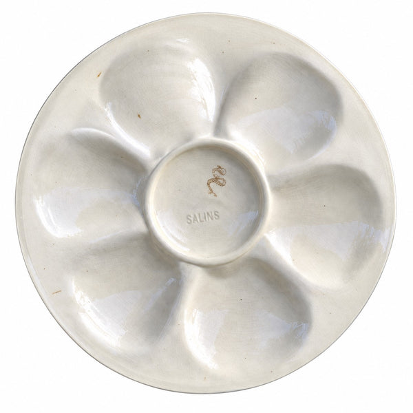 Assiette à huîtres ancienne en barbotine de Salins – Art Nouveau vers 1890