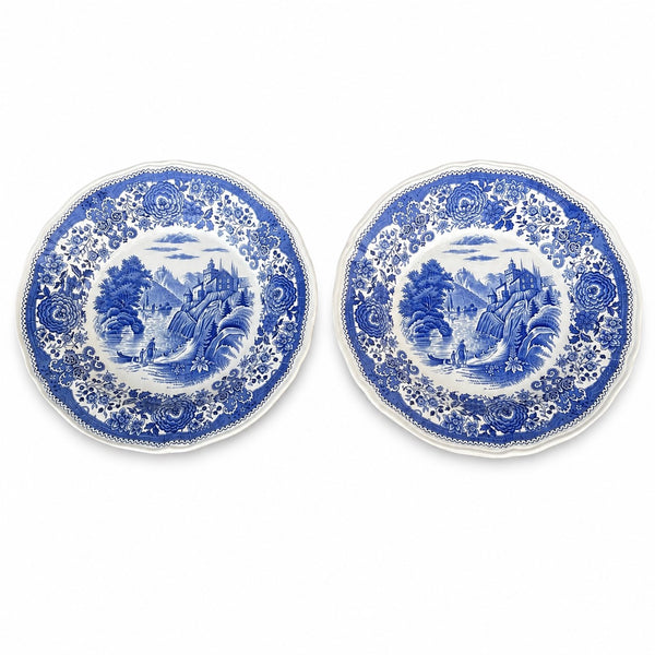 Paire d’assiettes creuses Villeroy & Boch Mettlach modèle « Burgenland » bleu