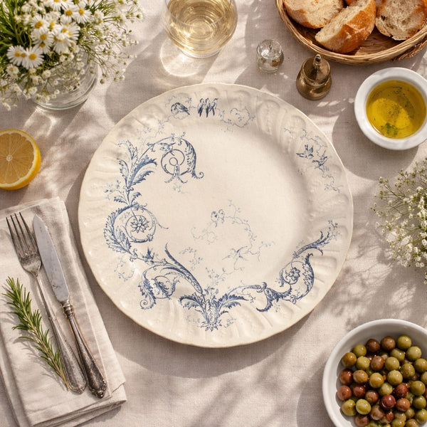 Assiette plate ancienne faïence de Gien – Modèle Rinceaux