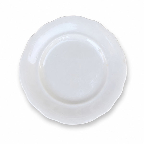 Lot de 3 anciennes assiettes à dessert Creil et Montereau en faïence blanche – 18 cm
