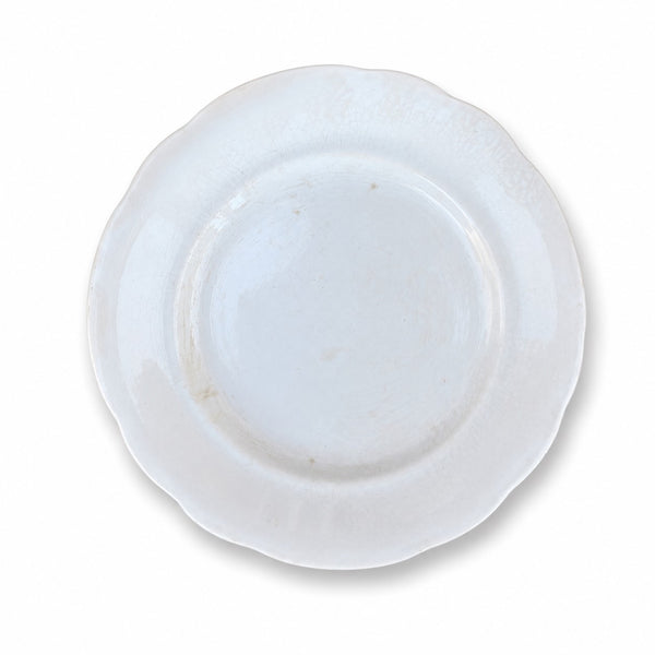 Lot de 3 anciennes assiettes à dessert Creil et Montereau en faïence blanche – 18 cm