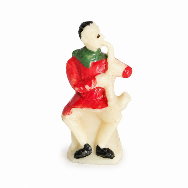 Ancienne figurine publicitaire Café Nadi en plastique peint – Saxophoniste de l'orchestre du cirque