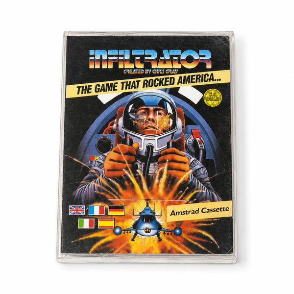 Ancien jeu Infiltrator – Amstrad CPC 464 – Cassette – U.S. Gold – Complet avec notice